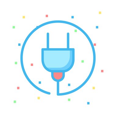 Renkli noktalar beyaz zemin üzerine mavi fiş