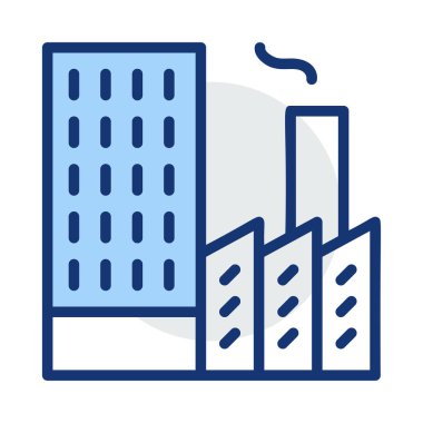 Beyaz arka plan üzerinde izole mavi ve gri renklerde güneş fabrika