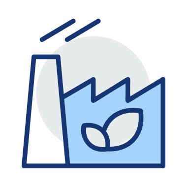 Eko Fabrika beyaz arka plan üzerinde izole gri ve mavi renklerde