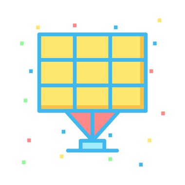 Renkli noktalar beyaz zemin üzerine sarı güneş paneli 