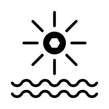 Glif güneş beyaz arka plan üzerinde izole su ile