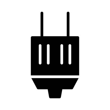 siyah glif fiş üzerinde izole beyaz arka plan 