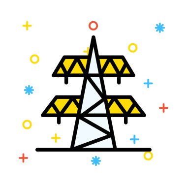 Renkli semboller beyaz zemin üzerine sarı güç hattı