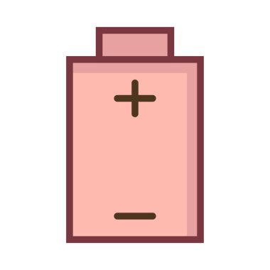 Pink batarya ile artı ve eksi beyaz arka plan üzerinde izole