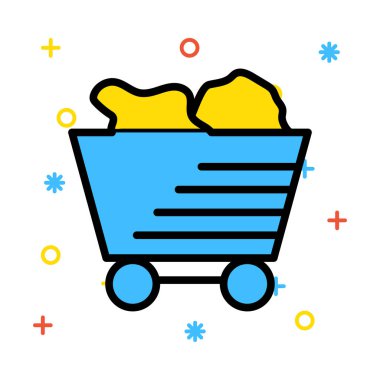 Renkli semboller beyaz zemin üzerine sarı kum ile mavi taşıma