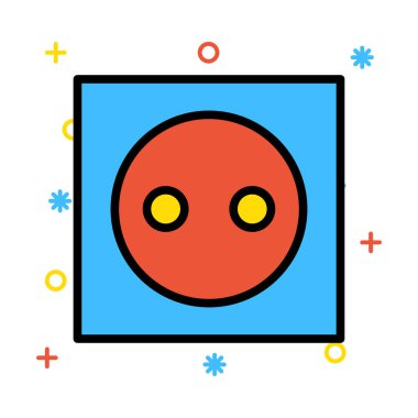 Renkli semboller ile beyaz arka plan üzerinde soket