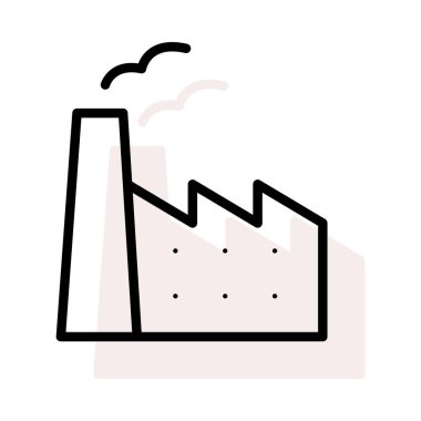 Küçük fabrika bej gölge beyaz zemin üzerine izole