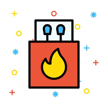 Benzin istasyonu renkli semboller beyaz zemin üzerine ateşle