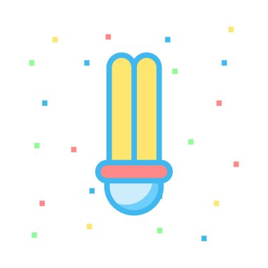 Renkli noktalar beyaz zemin üzerine sarı çift ampul