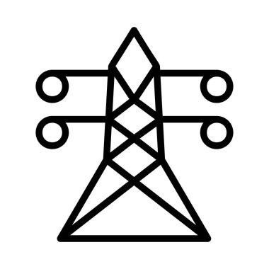 Beyaz arka plan üzerinde izole siyah anahat güç hattı