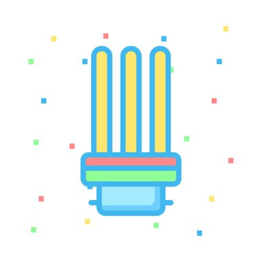 Renkli noktalar ile beyaz arka plan üzerinde ampul tasarruflu