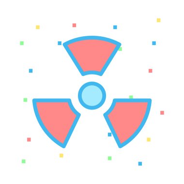 Renkli noktalar ile beyaz arka plan üzerinde radyoaktif sembol