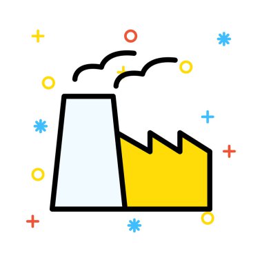 Renkli semboller ile beyaz arka plan üzerinde yasaktır baca ile fabrika