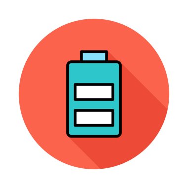 Daire beyaz zemin üzerine mavi akümülatör