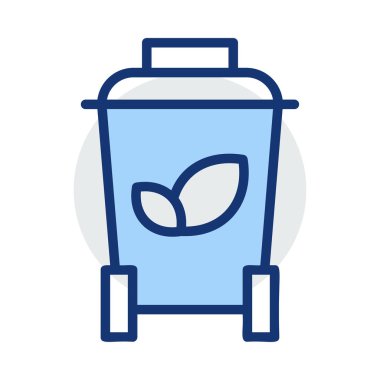 Beyaz arka plan üzerinde izole gri ve mavi renklerde yaprakları ile geri dönüşüm kutusu