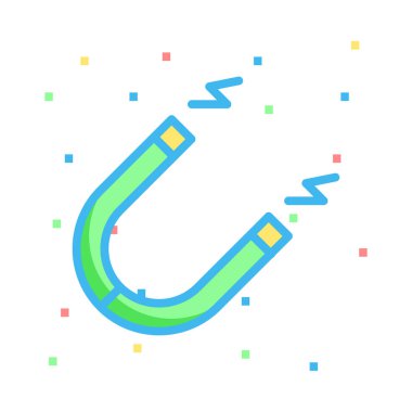 Renkli noktalar beyaz zemin üzerine yeşil mıknatıs 