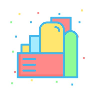 Renkli noktalar beyaz zemin üzerine parlak fabrika 