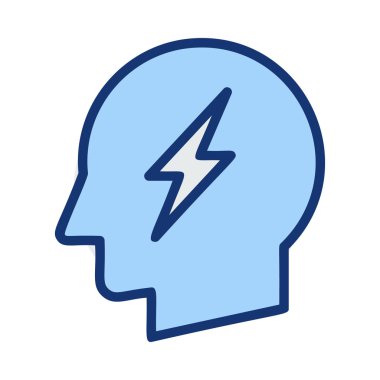 Beyaz arka plan üzerinde izole mavi ve gri renklerde flash ile insan kafası