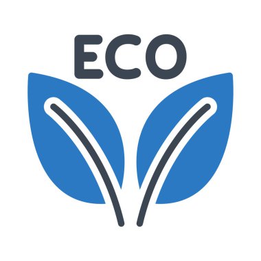 Eko yazı beyaz arka plan üzerinde izole mavi ve gri renklerde yaprakları ile 