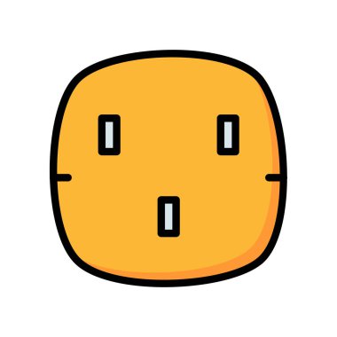 Üç delikli beyaz arka plan üzerinde izole sarı soket