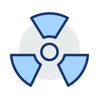 Beyaz arka plan üzerinde izole mavi ve gri renklerde radyoaktif sembol