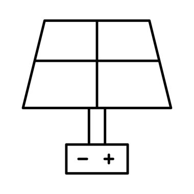 İnce çizgi güneş pili beyaz arka plan üzerinde izole