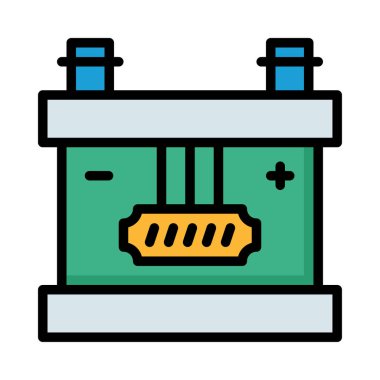 Beyaz arka plan üzerinde izole büyük renkli akümülatör