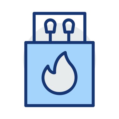 Beyaz arka plan üzerinde izole mavi ve gri renklerde ateşle benzin istasyonu