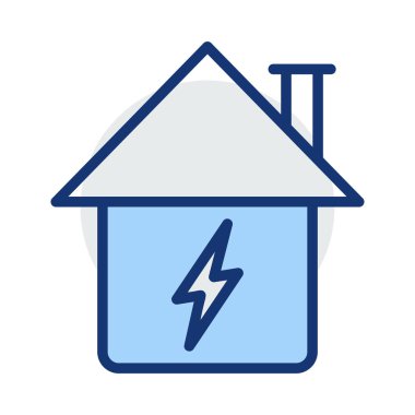 House beyaz arka plan üzerinde izole mavi ve gri renklerde flash ile