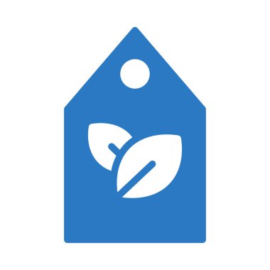 izole üzerinde beyaz arka plan ile mavi etiket yaprakları 