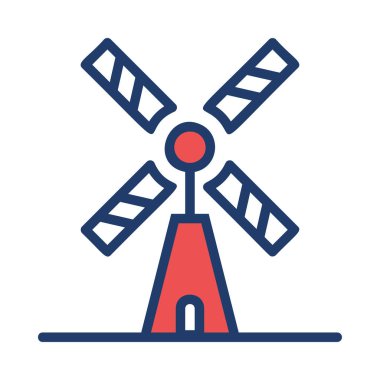 Beyaz arka plan üzerinde izole kırmızı yel değirmeni