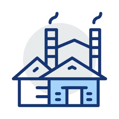 Beyaz arka plan üzerinde izole mavi ve gri renklerde fabrika