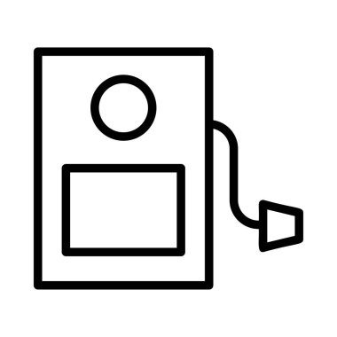 Beyaz arka plan üzerinde izole siyah anahat benzin pompası