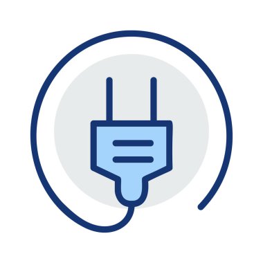 Circle line beyaz arka plan üzerinde izole gri ve mavi renklerde küçük fiş