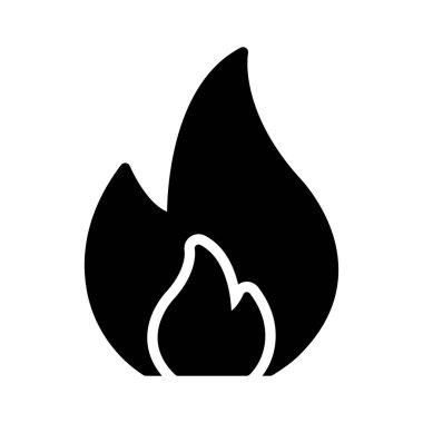 Glif ateş üzerinde izole beyaz arka plan