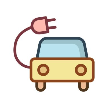 elektro araba düz kutsal kişilerin resmi, vektör çizim