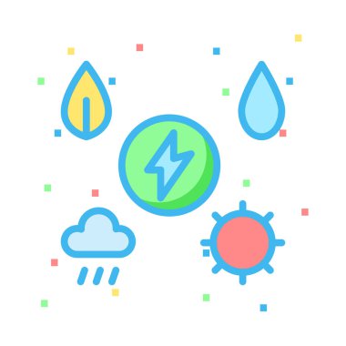 Renkli noktalar beyaz zemin üzerine sembolleri