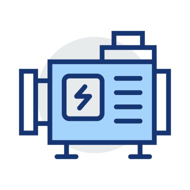 Beyaz arka plan üzerinde izole mavi ve gri renklerde dönüştürücü