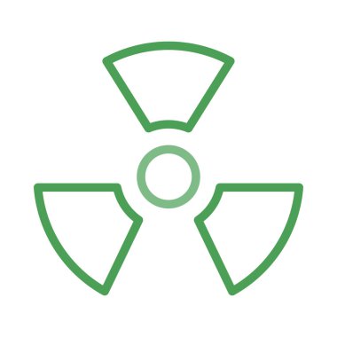 Beyaz arka plan üzerinde izole yeşil radyoaktif işareti anahat