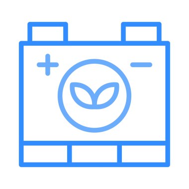 geniş çevre pil ile artı ve eksi sembolleri ve beyaz arka plan üzerinde izole yaprakları mavi 