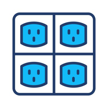 Beyaz arka plan üzerinde izole mavi quadro soket