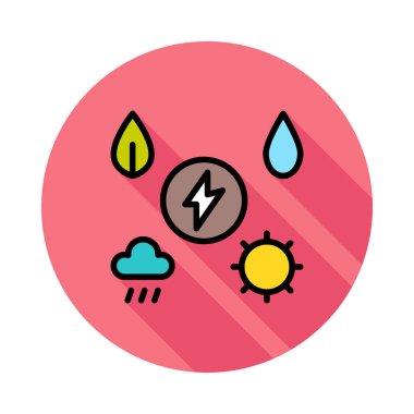 Beyaz arka plan üzerinde daire içindeki enerji simgeler