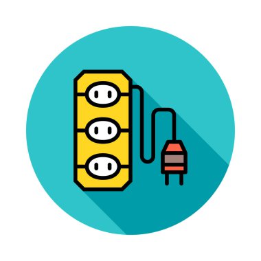 Daire beyaz arka plan üzerinde renkli uzatma kablosu