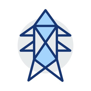 Beyaz arka plan üzerinde izole mavi ve gri renklerde güç hattı