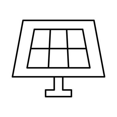 İnce çizgi büyük güneş pili beyaz arka plan üzerinde izole