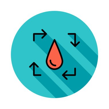 Oklarla daire beyaz zemin üzerine kırmızı damla