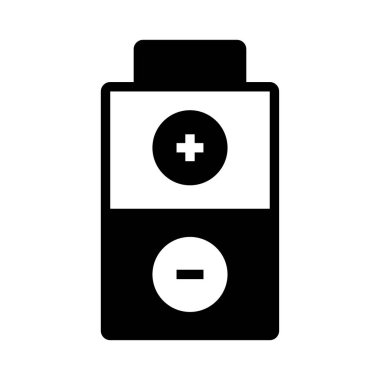 Beyaz arka plan üzerinde izole siyah glif pil 