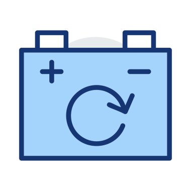 Beyaz arka plan üzerinde izole gri ve mavi renklerde pil geri dönüşümü