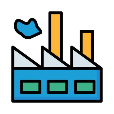 Modern renkli Fabrika beyaz arka plan üzerinde izole