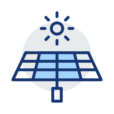 Güneş pili ile güzel bir gün beyaz arka plan üzerinde izole mavi ve gri renklerde